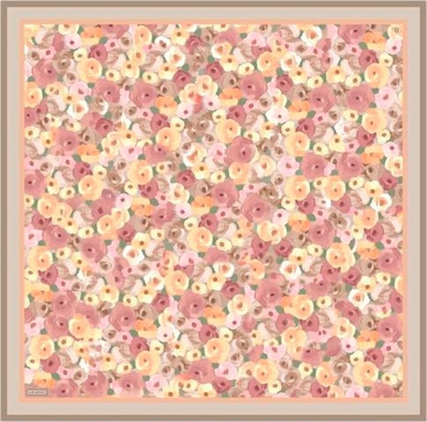 Armine Çiçek Desenli Saf İpek Twill Eşarp 9300D 01