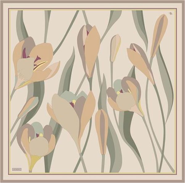 Armine Çiçek Desenli Saf İpek Twill Eşarp 9302D 81