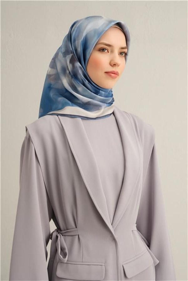 Armine Çiçek Desenli Saf İpek Twill Eşarp 9310D 38