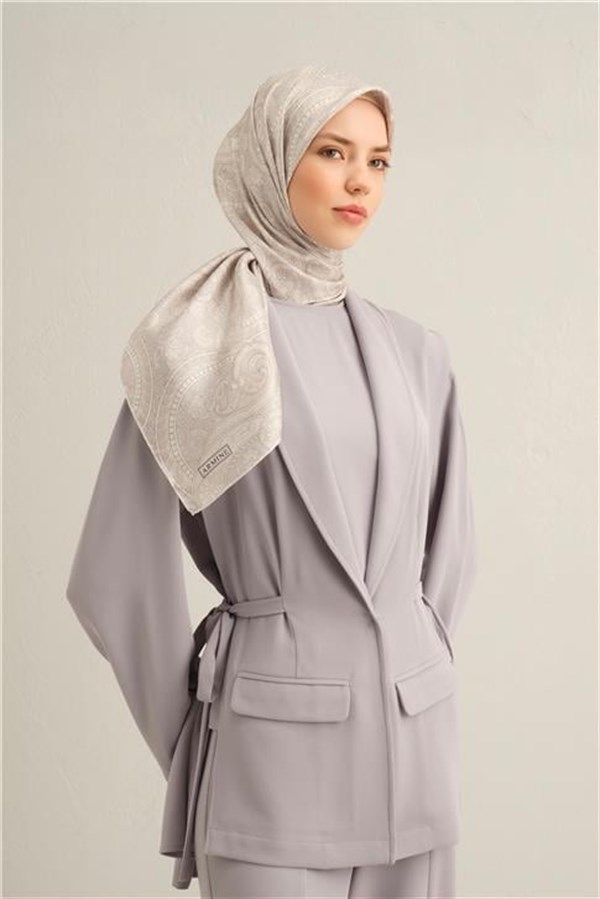 Armine Etnik Desenli Saf İpek Twill Eşarp 9304D 84
