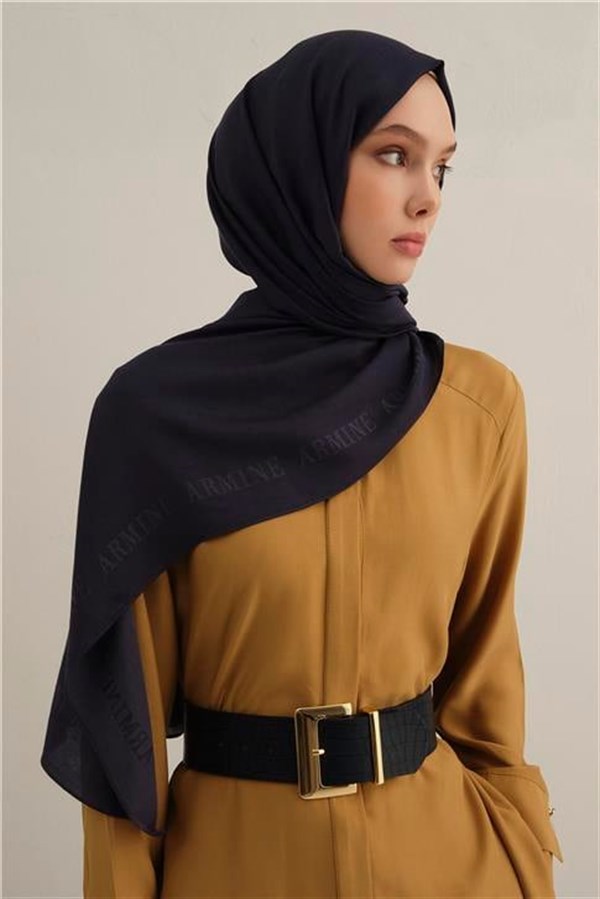 Armine Logo Bordürlü Pamuk İpek Şal 02