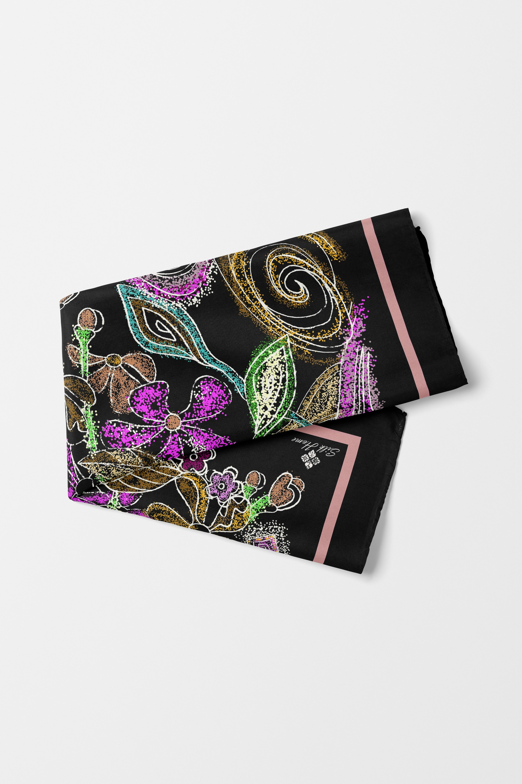 Bandana Çiçek Desen Siyah