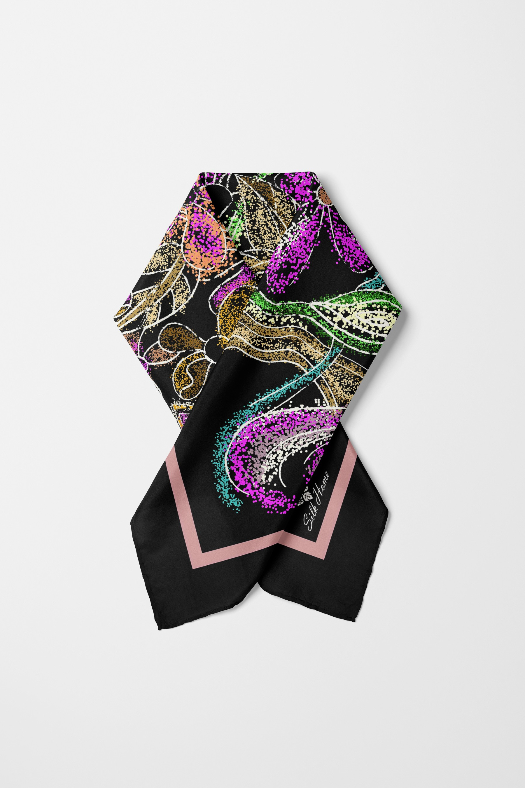 Bandana Çiçek Desen Siyah