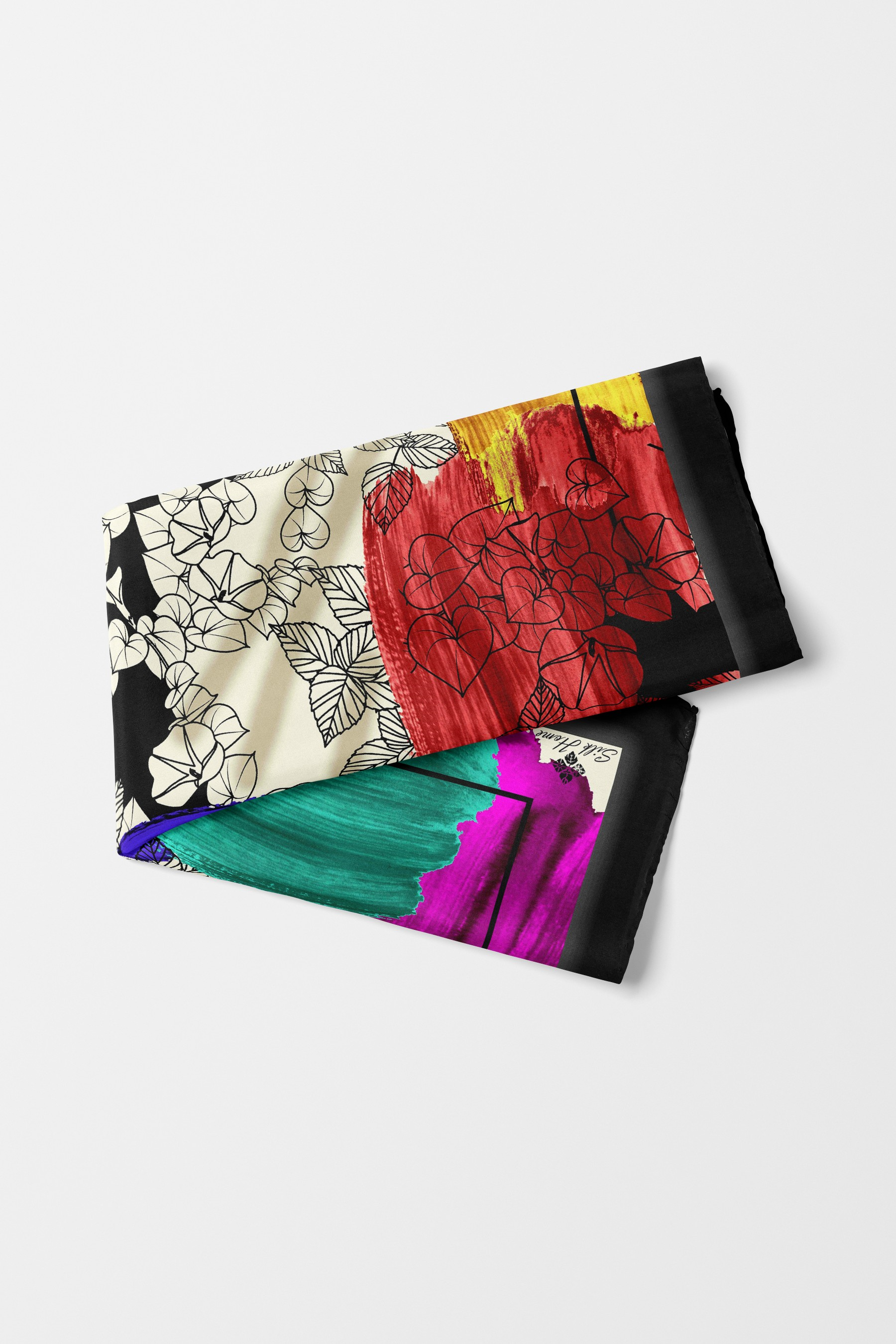 Bandana Yaprak Desen Siyah