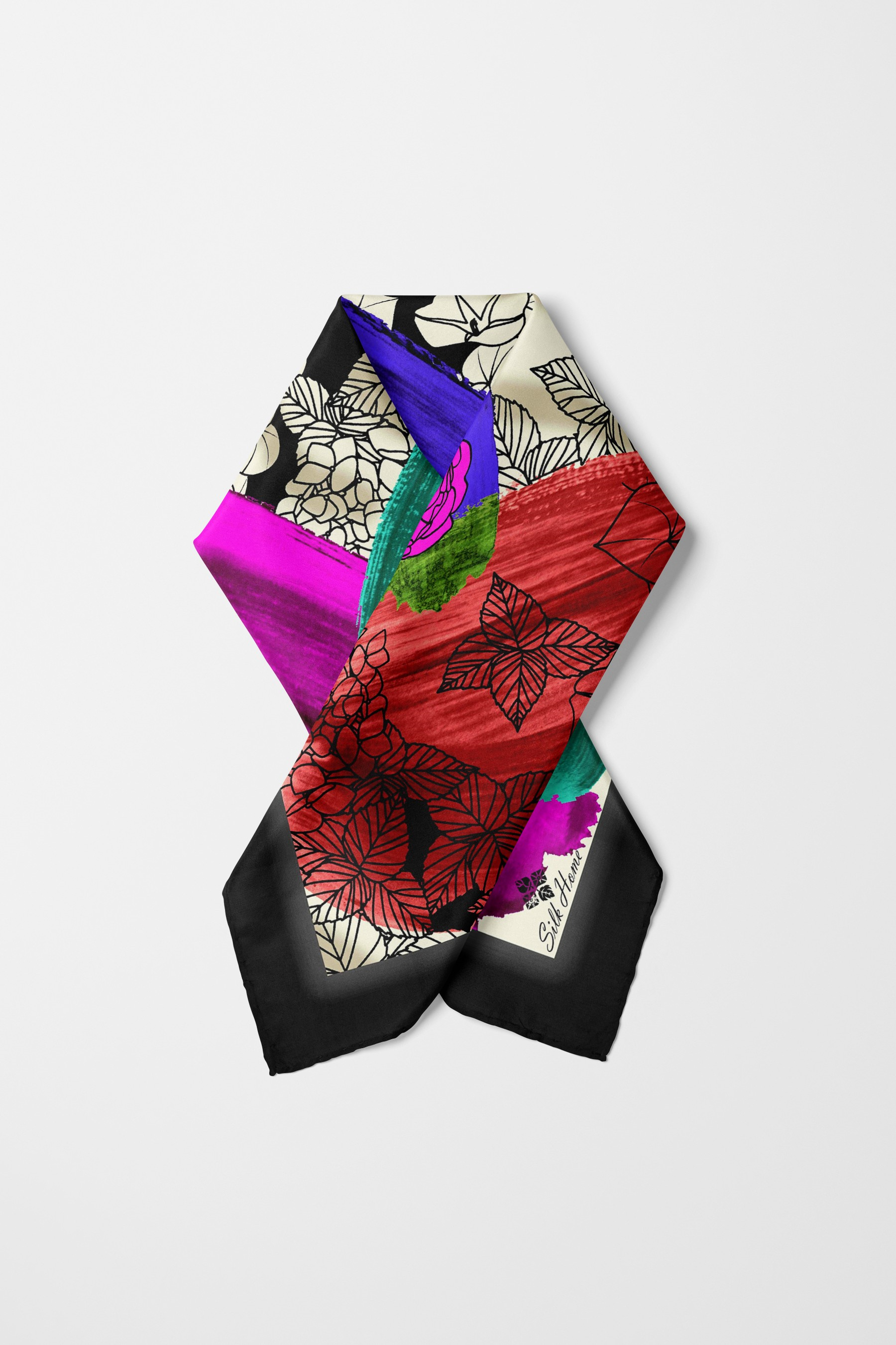 Bandana Yaprak Desen Siyah
