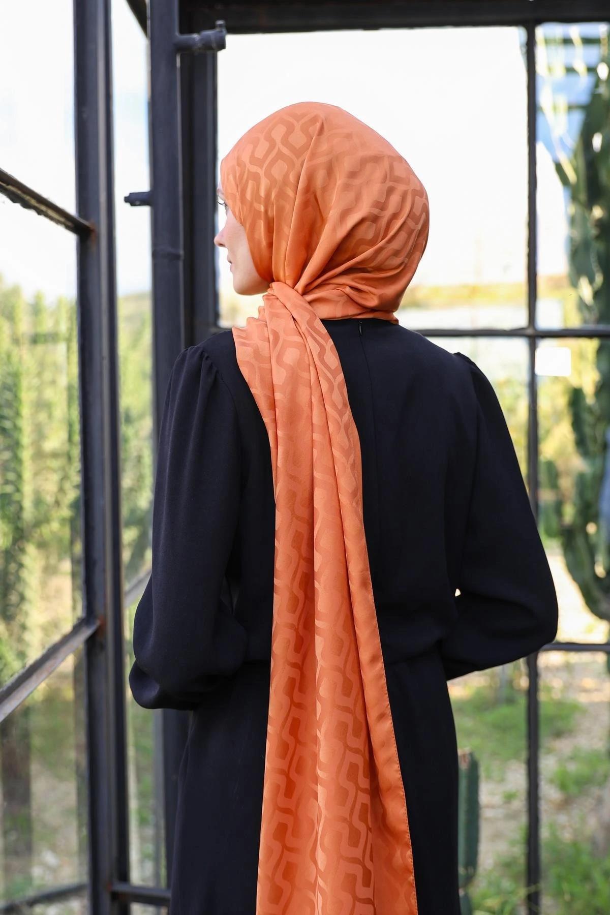 Damla Desen İpeksi Jakar Şal Kiremit 9012-21