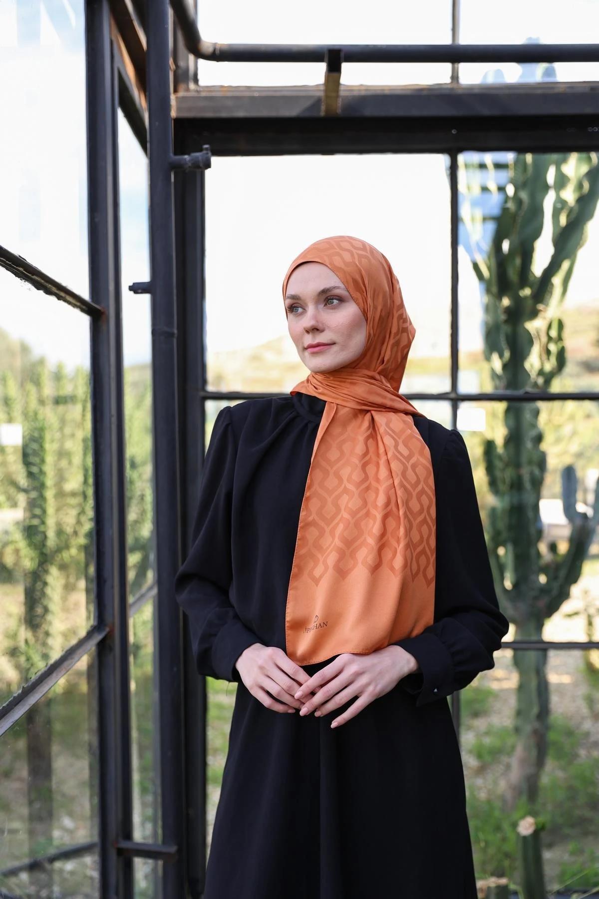 Damla Desen İpeksi Jakar Şal Kiremit 9012-21