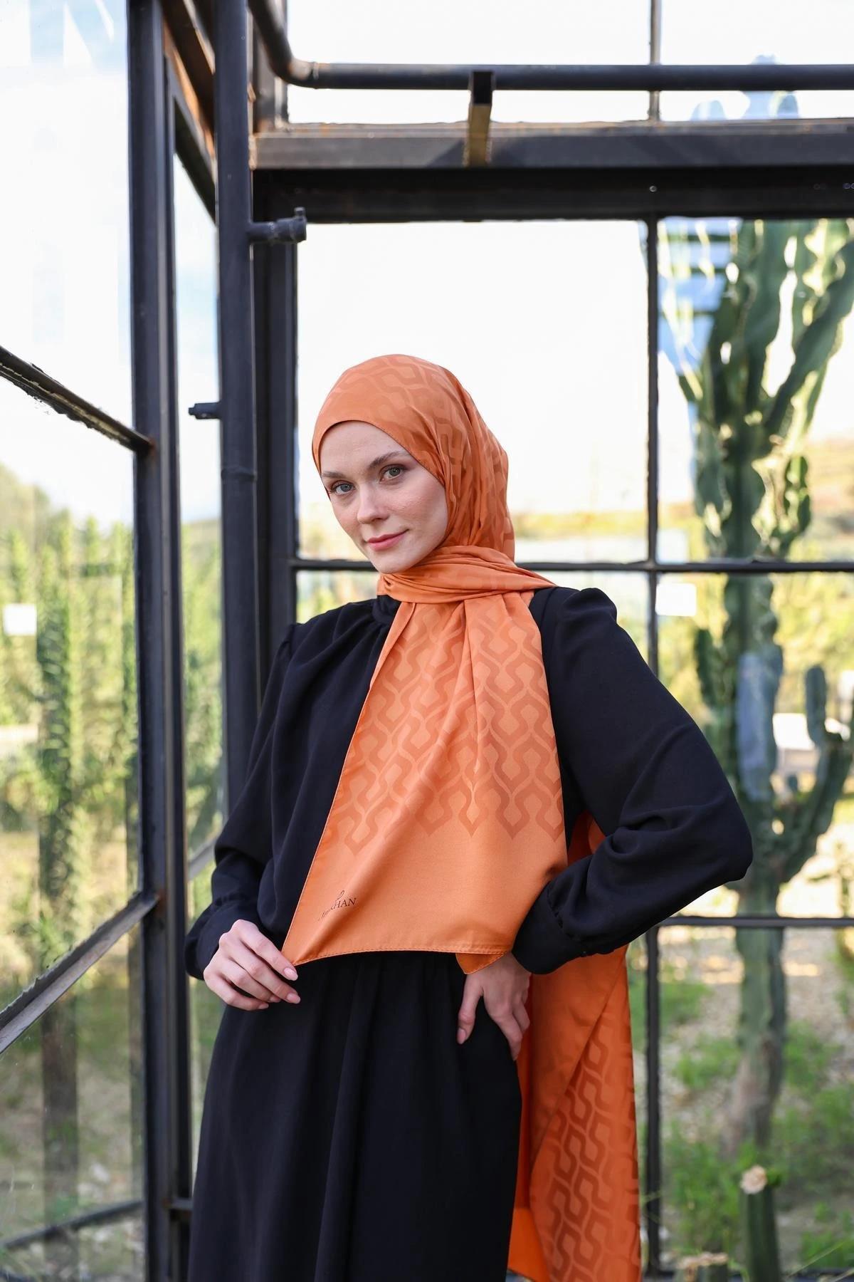 Damla Desen İpeksi Jakar Şal Kiremit 9012-21