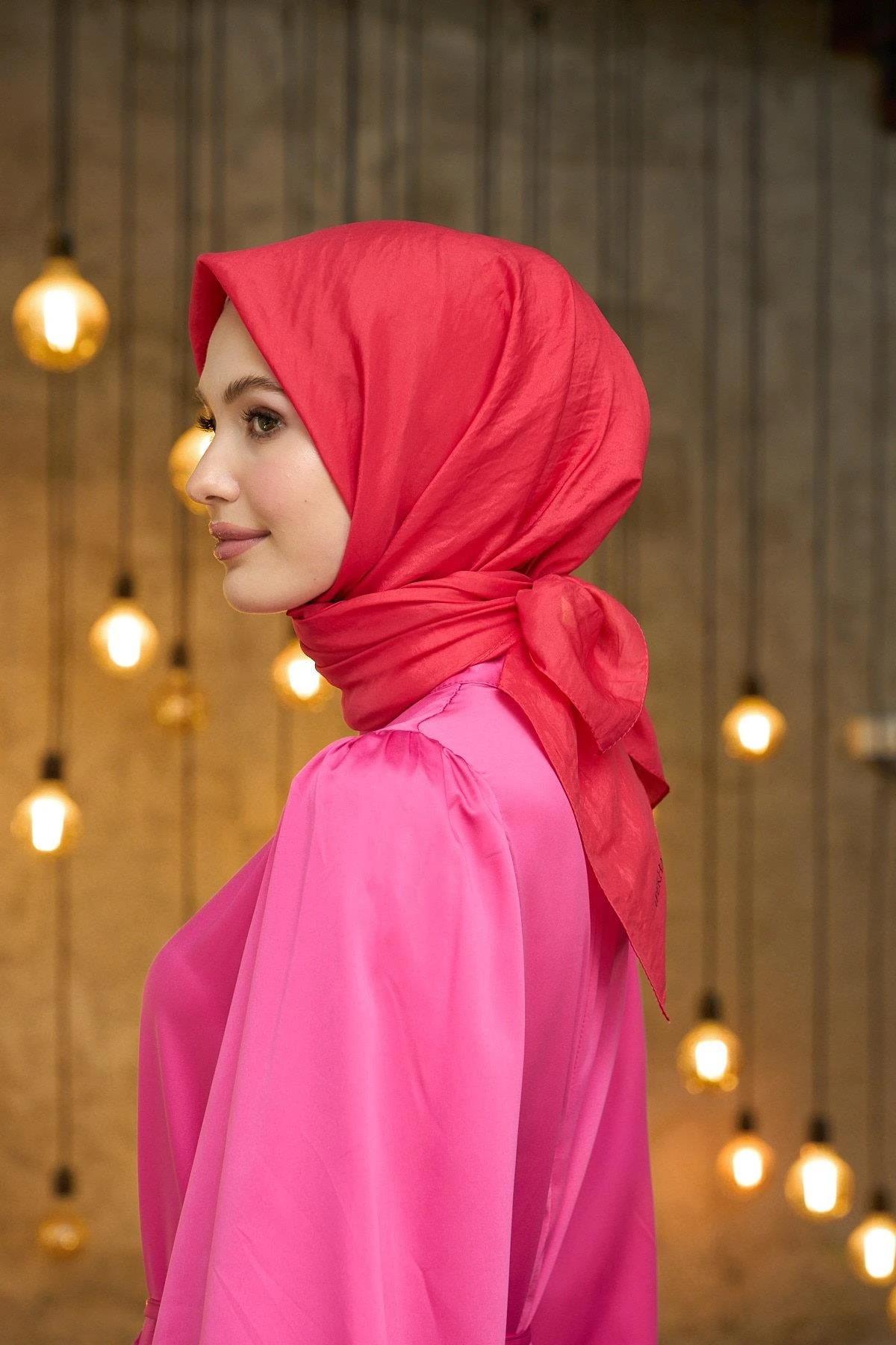 Düz Desen Vual Eşarp Mercan Vual İpek Eşarp - 10100-29
