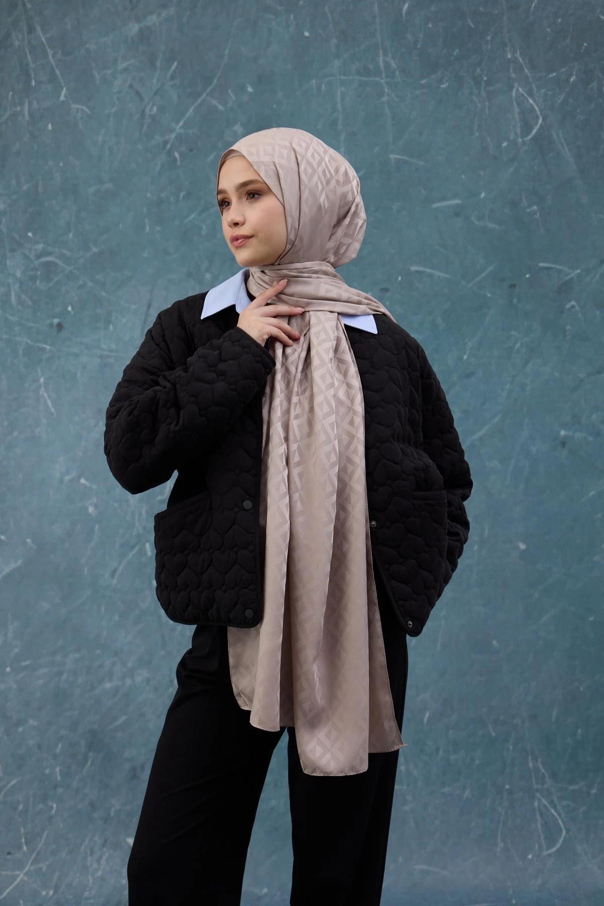 Fall Winter İpeksi Jakar Şal Açık Vizon 9019-28