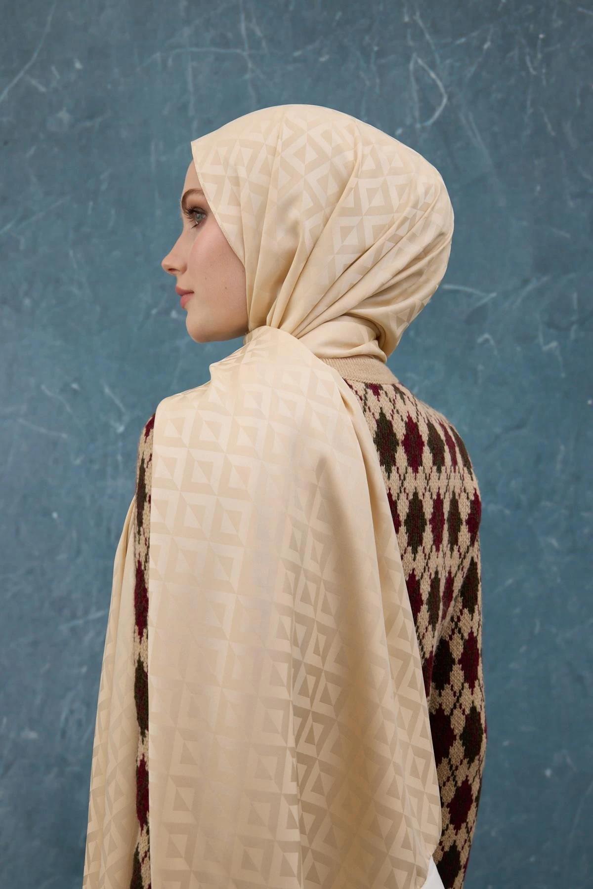 Fall Winter İpeksi Jakar Şal Bej 9019-26