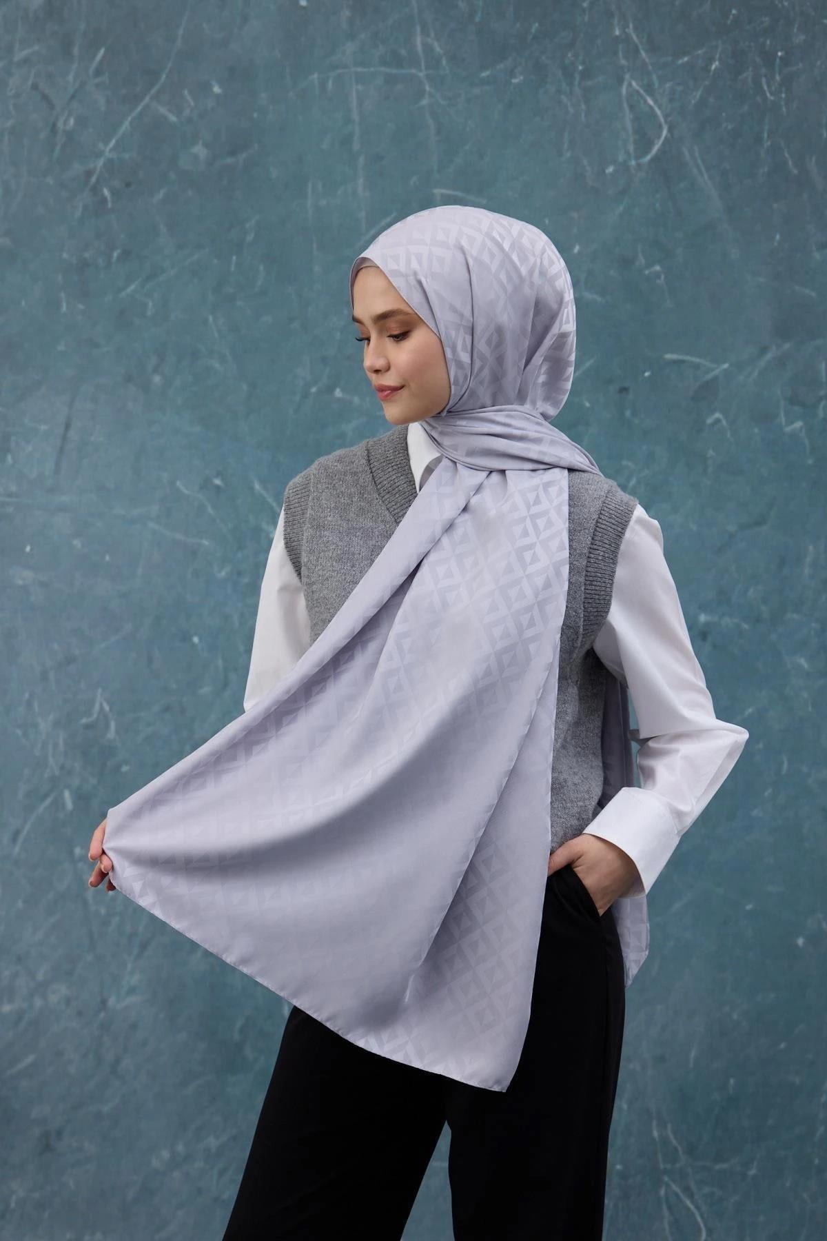 Fall Winter İpeksi Jakar Şal Gümüş 9019-09