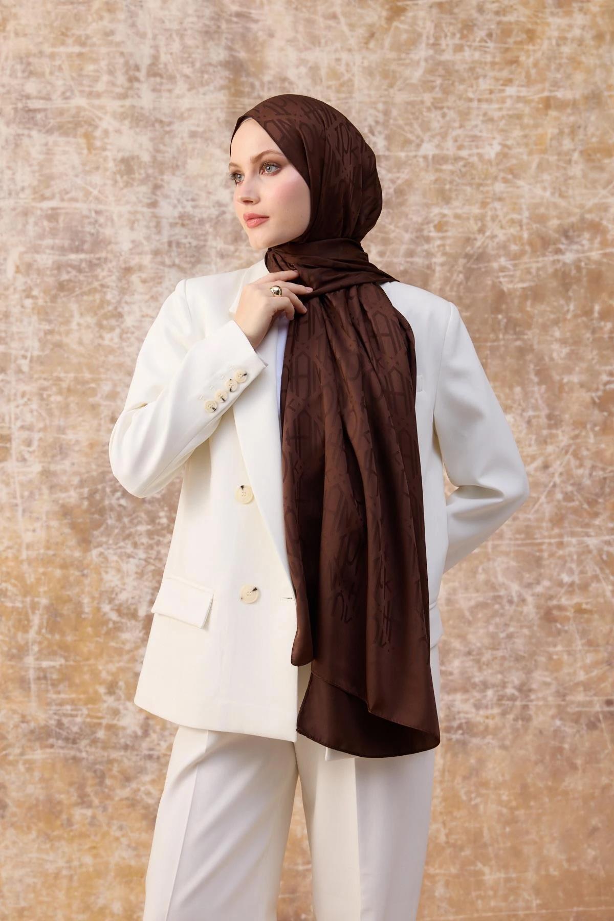 Fall Winter İpeksi Jakar Şal Kahverengi 9020-08