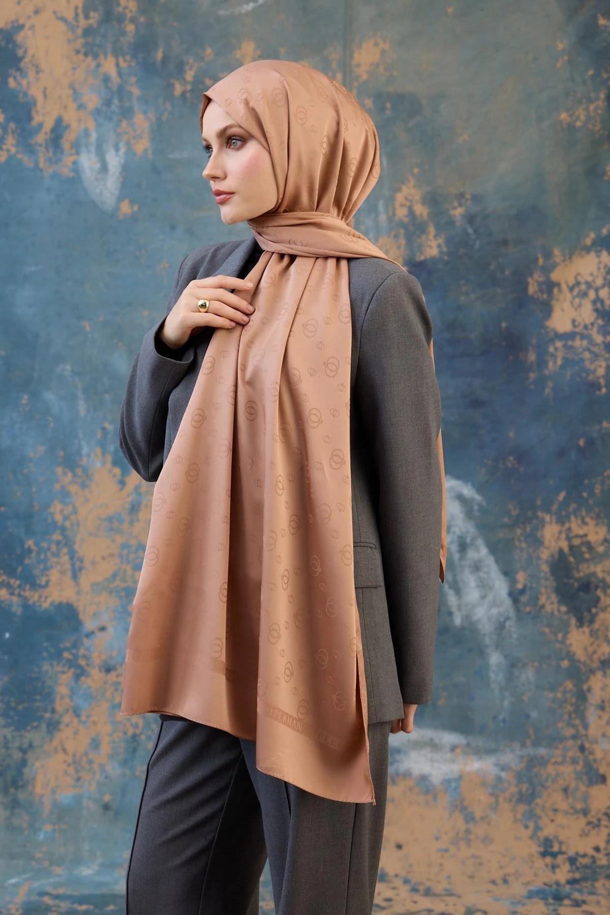 Fall Winter İpeksi Jakar Şal Karamel 9018-16