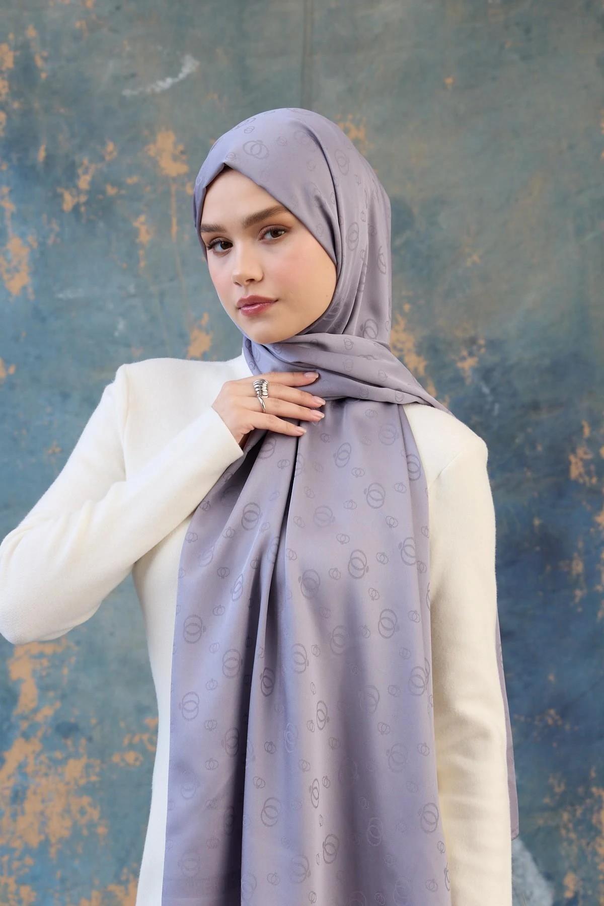 Fall Winter İpeksi Jakar Şal Lila 9018-01