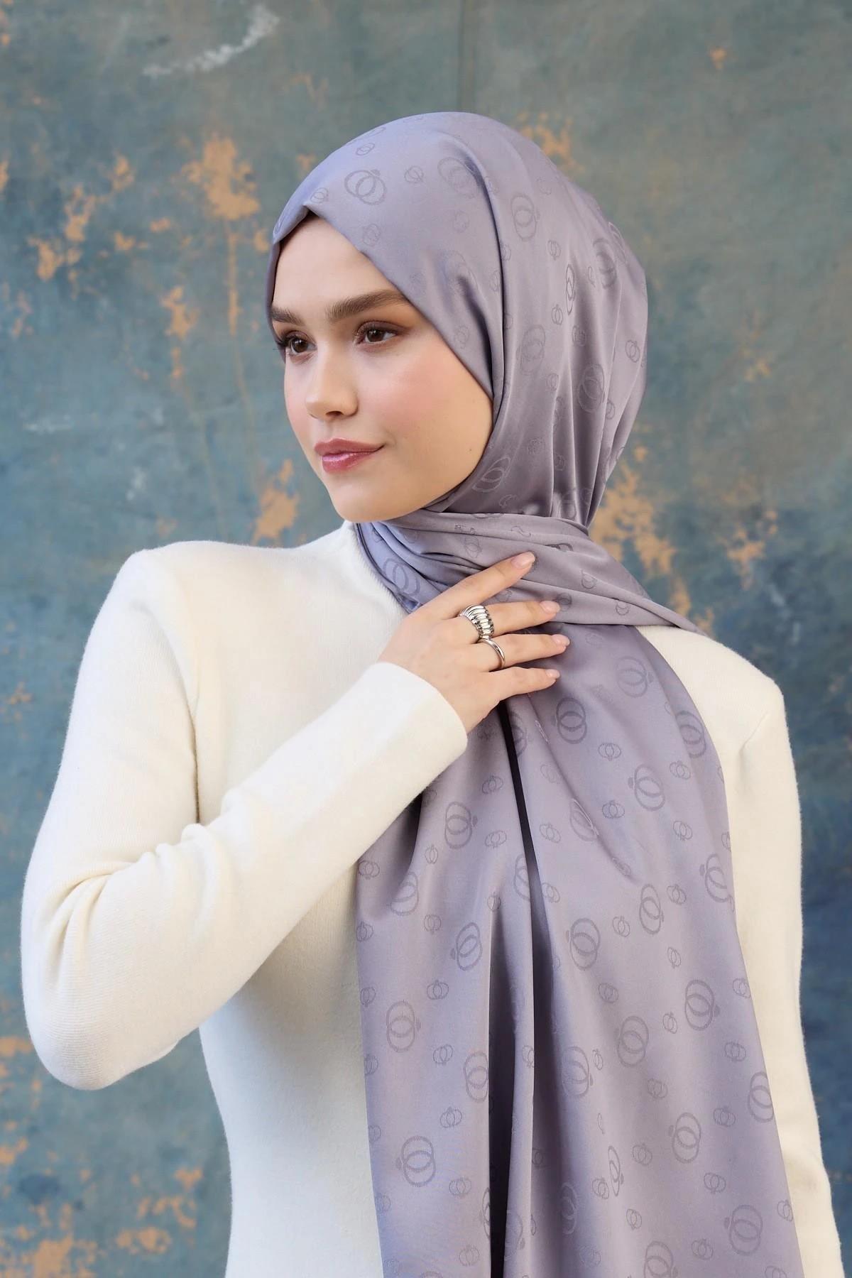 Fall Winter İpeksi Jakar Şal Lila 9018-01