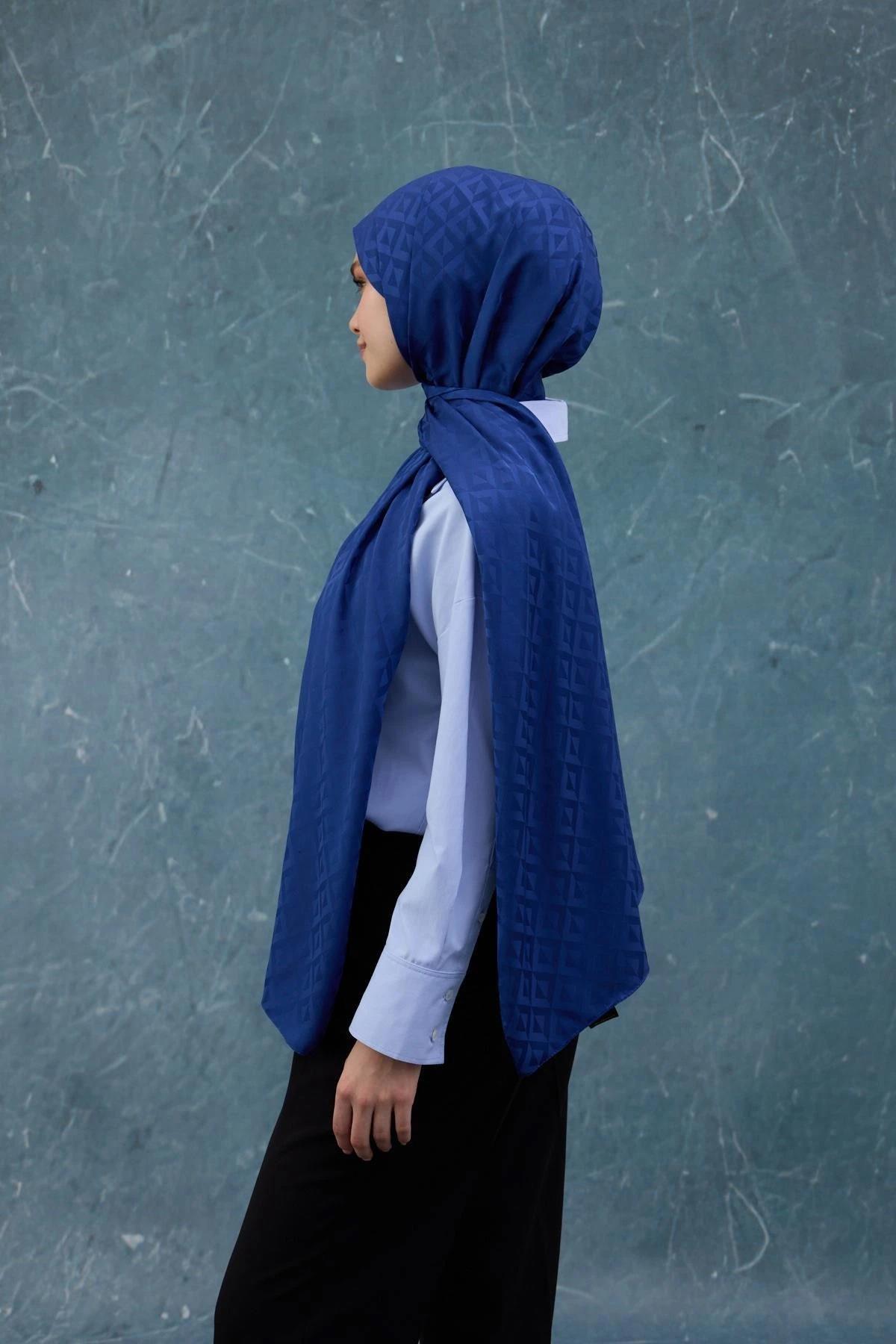 Fall Winter İpeksi Jakar Şal Mavi 9019-05