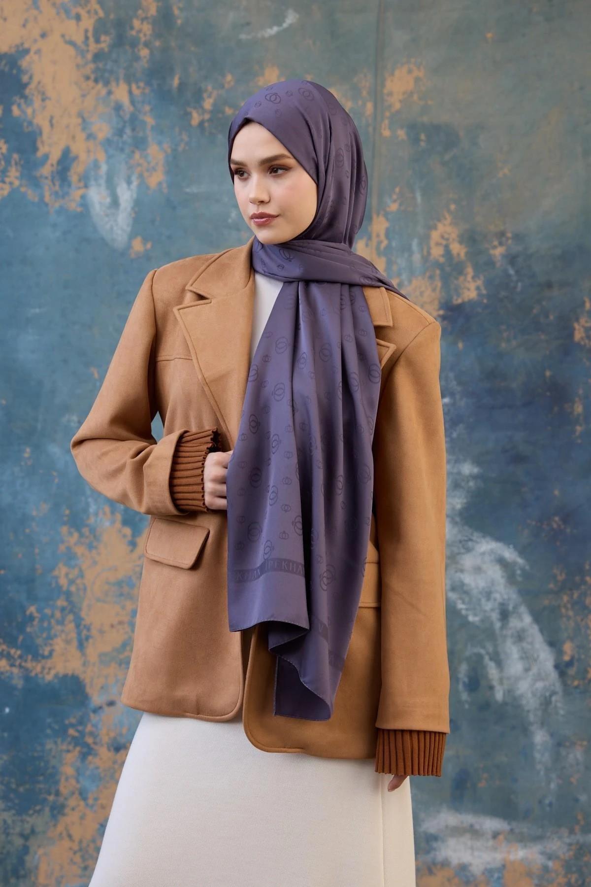 Fall Winter İpeksi Jakar Şal Mor 9018-18