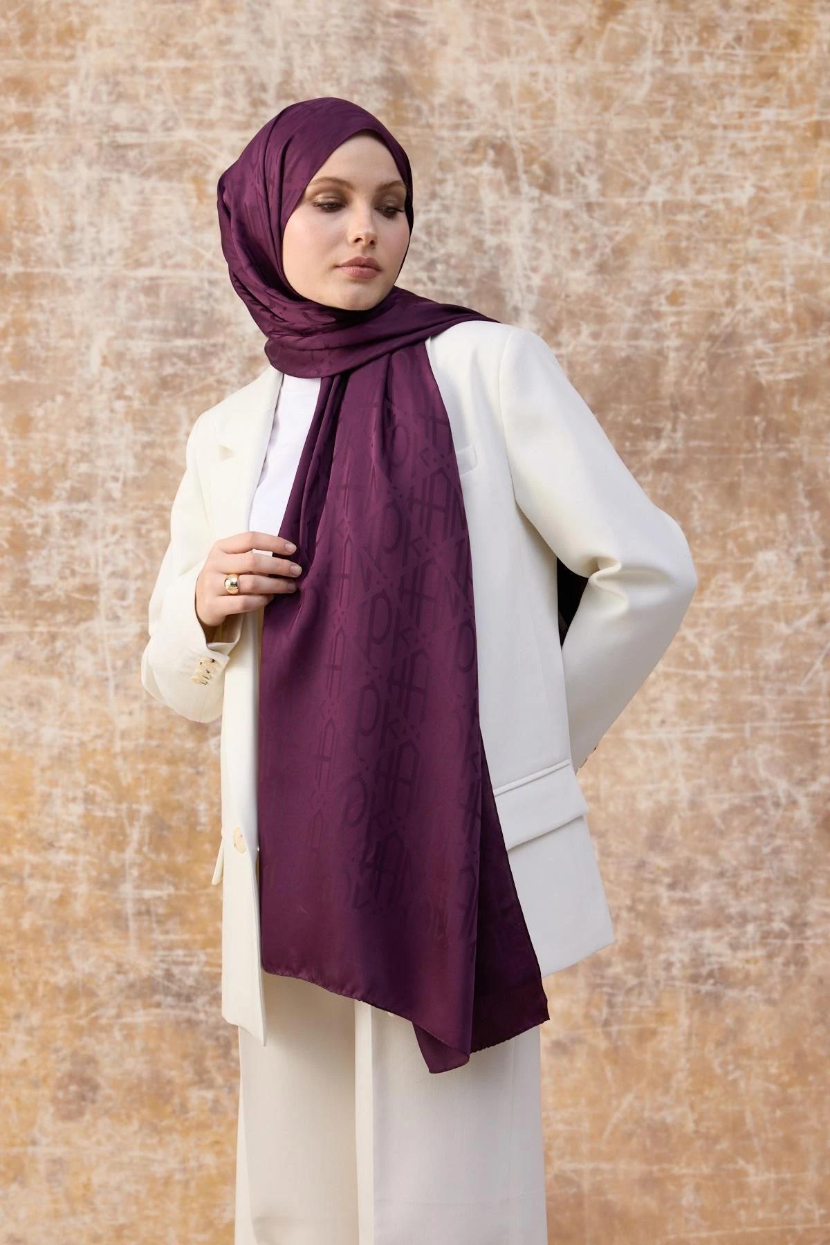 Fall Winter İpeksi Jakar Şal Mürdüm 9020-11