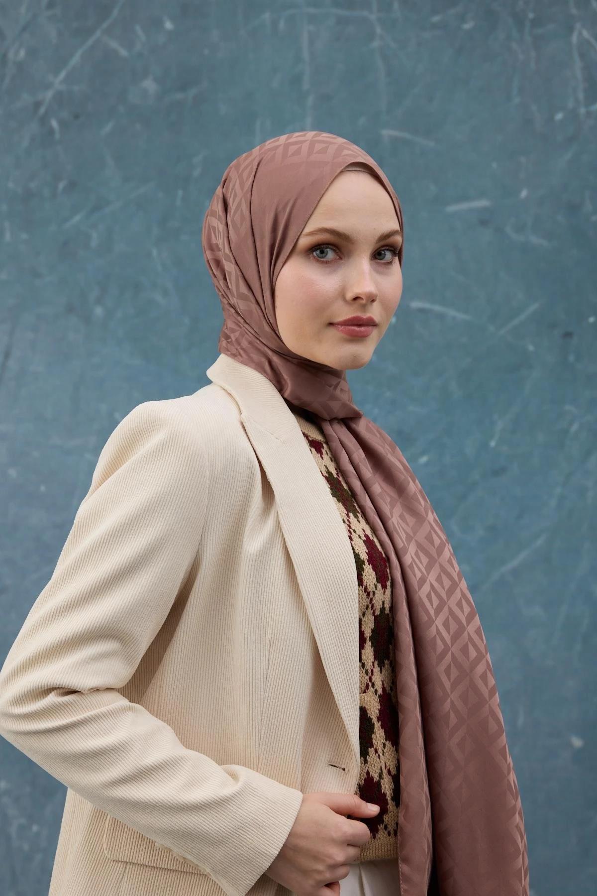 Fall Winter İpeksi Jakar Şal Sütlü Kahve 9019-23