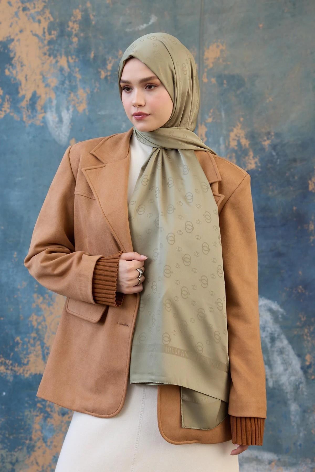 Fall Winter İpeksi Jakar Şal Yeşil 9018-22