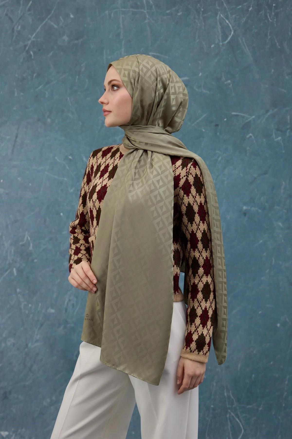 Fall Winter İpeksi Jakar Şal Yeşil 9019-22