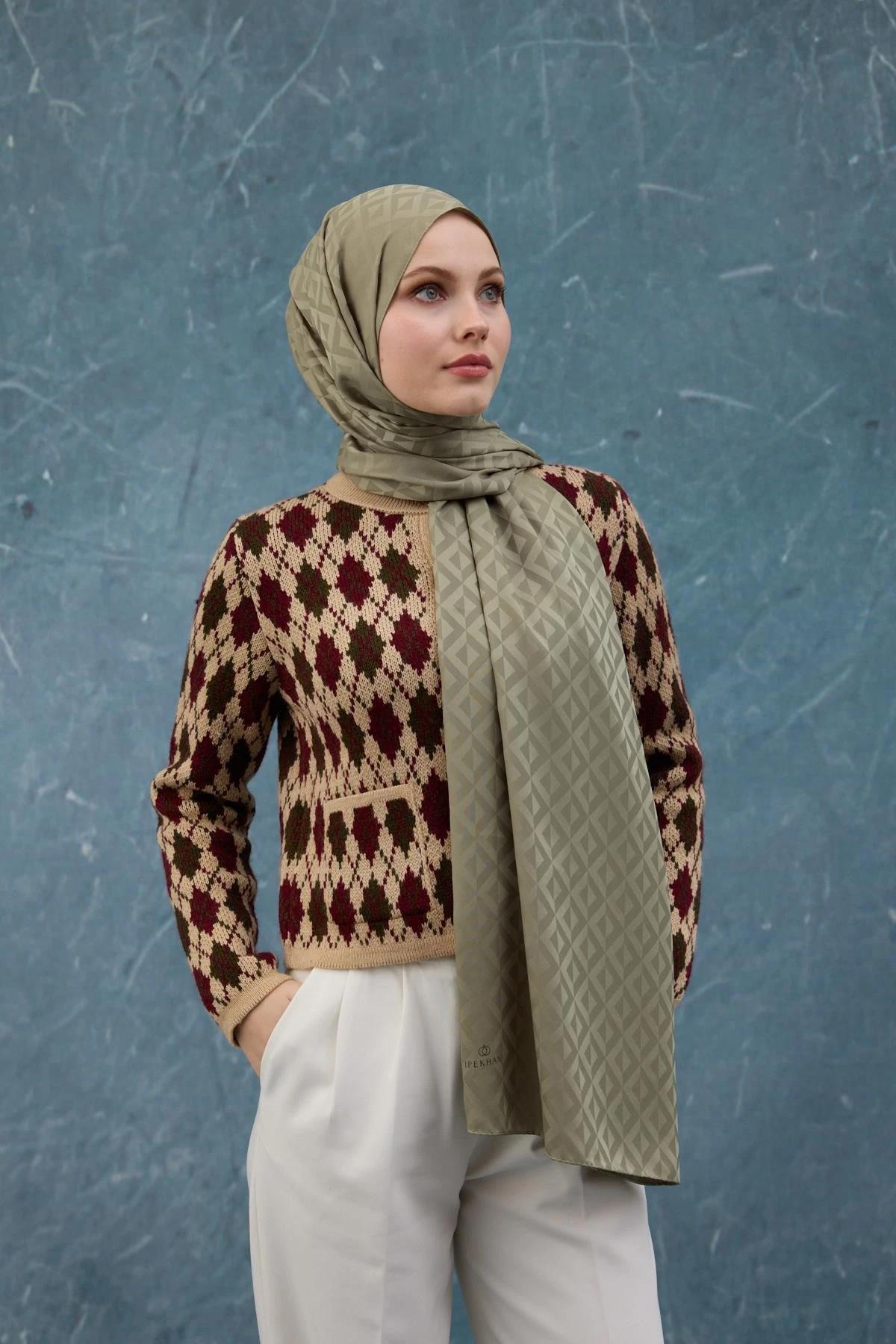 Fall Winter İpeksi Jakar Şal Yeşil 9019-22