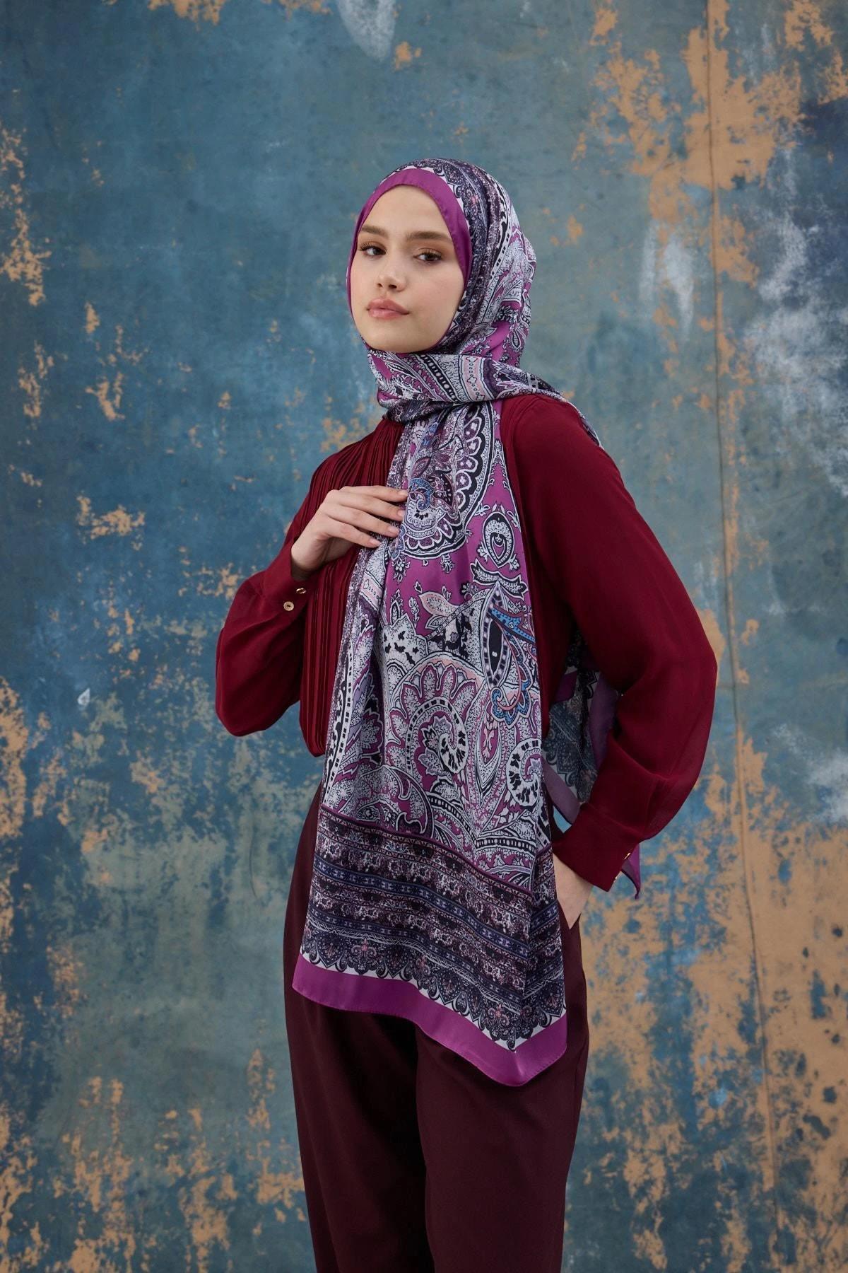 Fuşya Hint Vual Şal - 5007-02