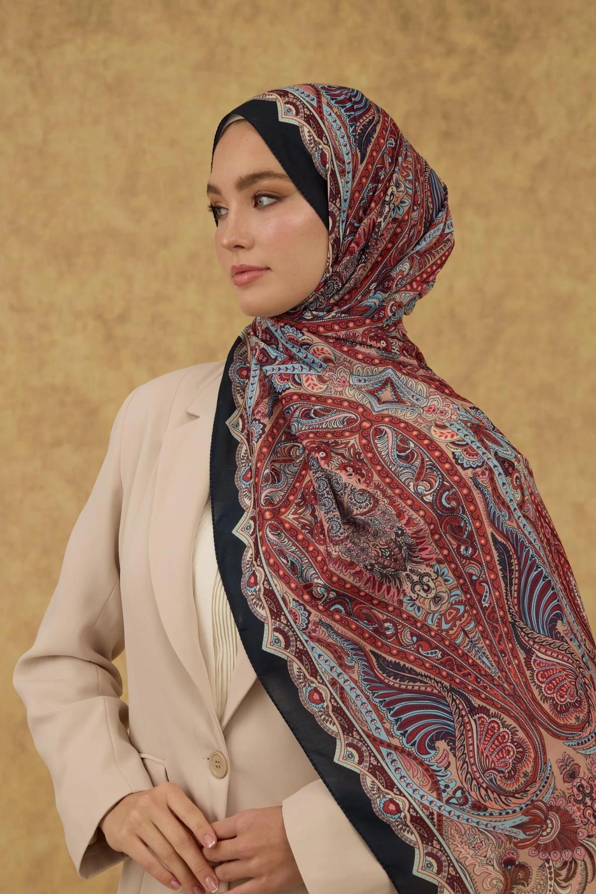 İpekhan Soft Şal Lacivert Somon 3052-10