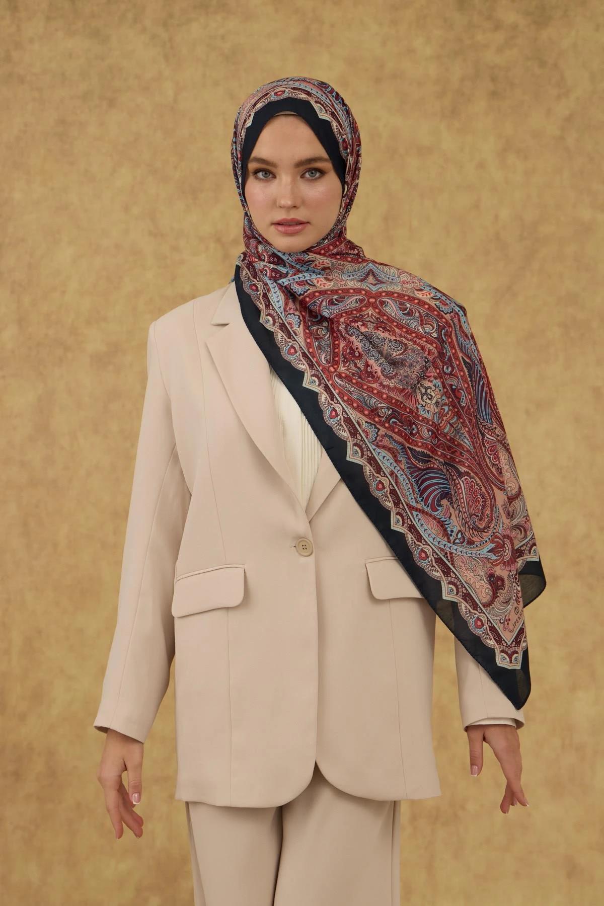 İpekhan Soft Şal Lacivert Somon 3052-10