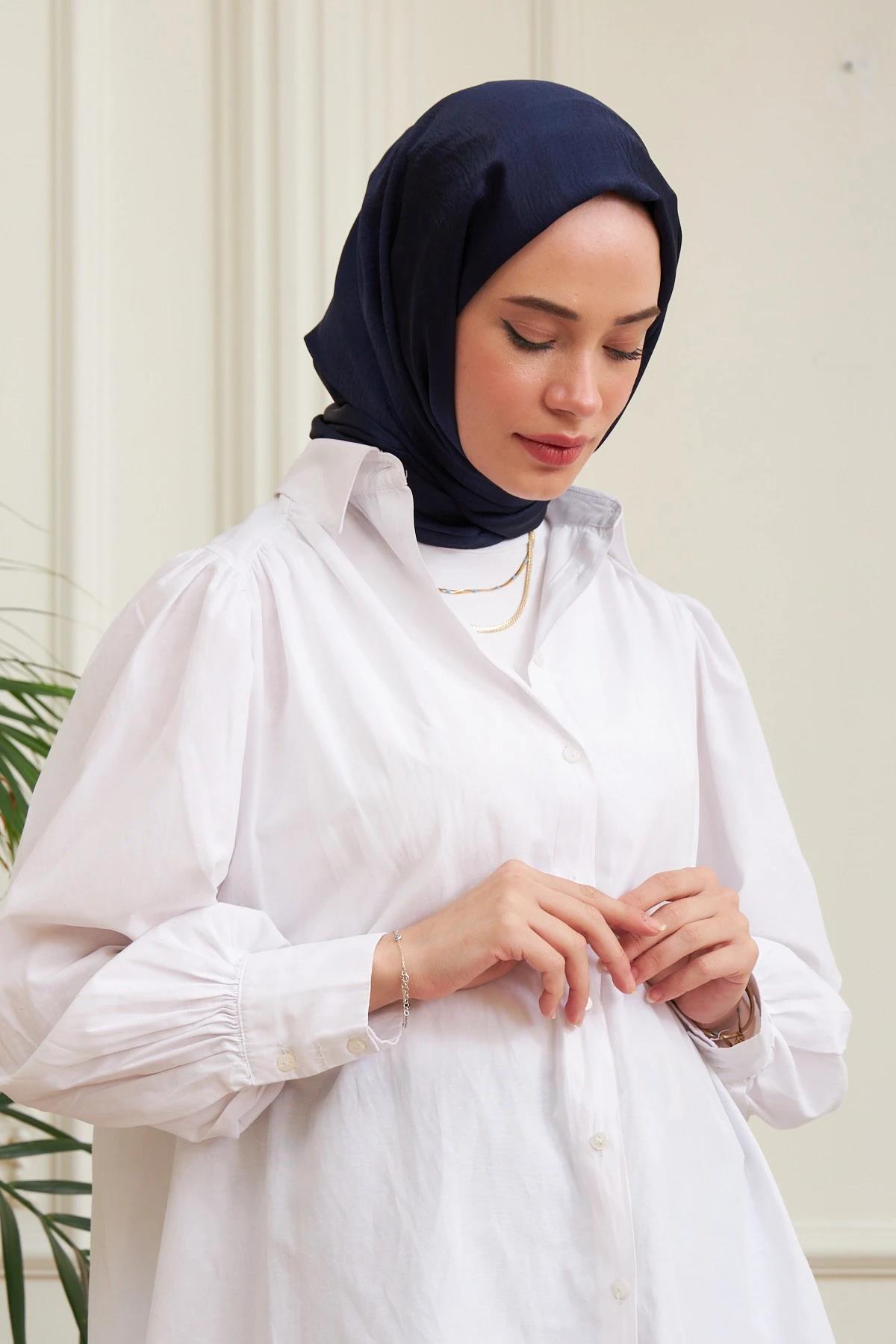 Janjan Çift Taraflı Şal Lacivert