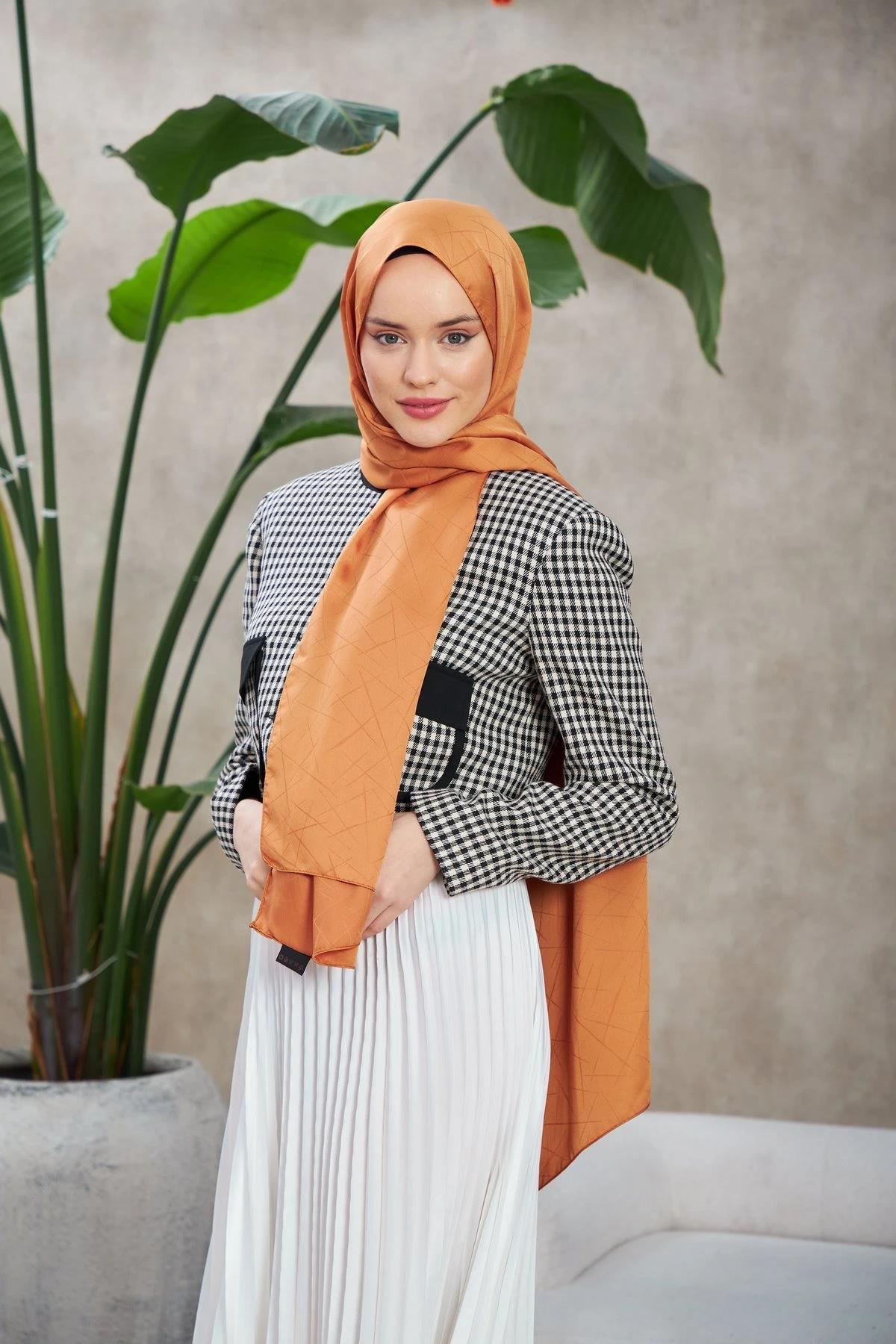 Line Leola Desen İpeksi Jakar Şal Taba 9009-08