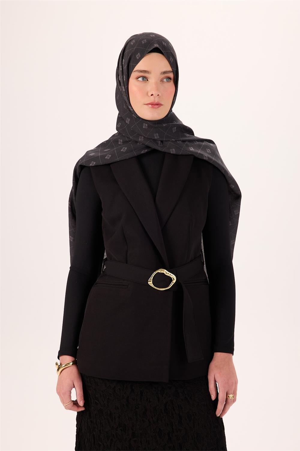 Pamuk Polyester Liva Şal Füme Desenli Tok Duruşlu 90x200