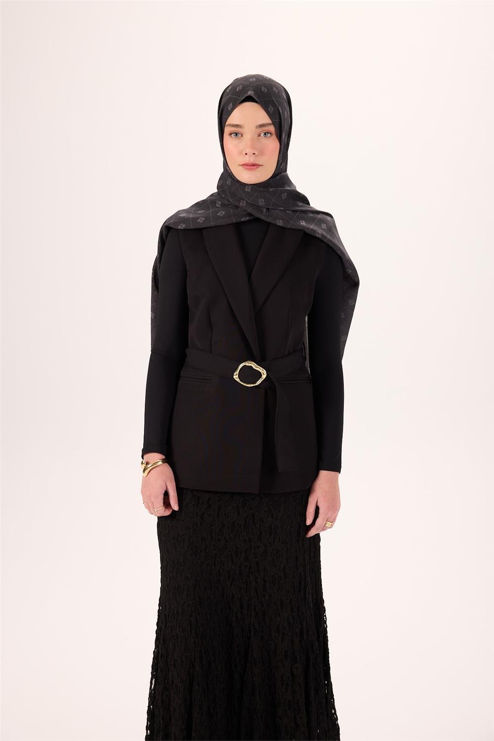 Pamuk Polyester Liva Şal Füme Desenli Tok Duruşlu 90x200