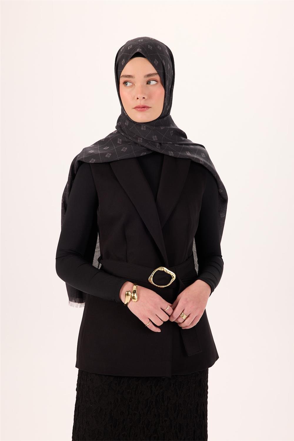 Pamuk Polyester Liva Şal Füme Desenli Tok Duruşlu 90x200