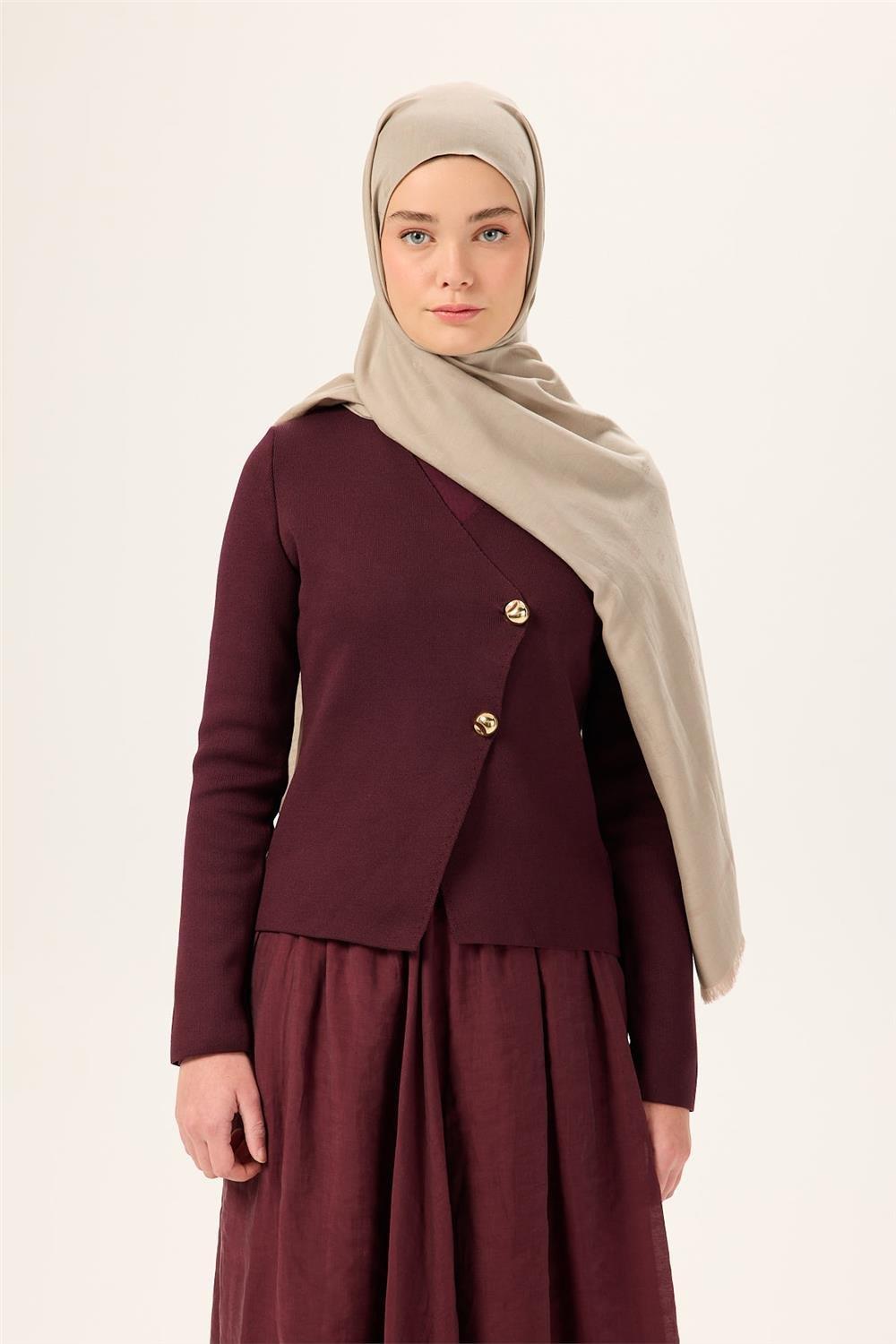 Pamuk Polyester Liva Şal Koyu Bej Düz Dokulu Nefes Alan 90x200