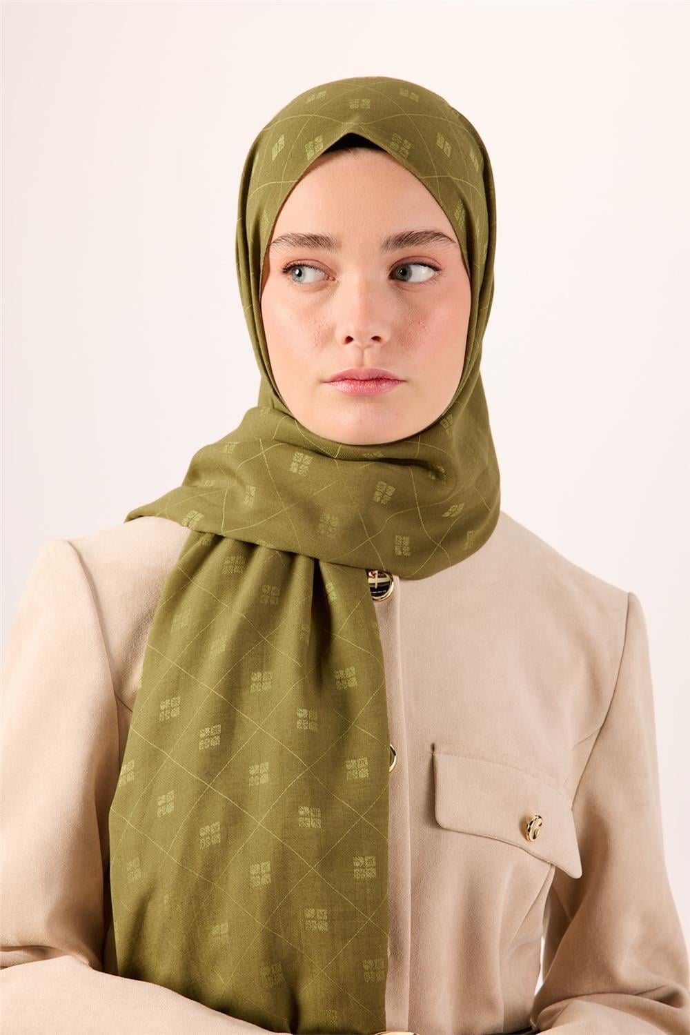 Pamuk Polyester Liva Şal Olive Dokulu Nefes Alan Doğal Yapılı 90x200