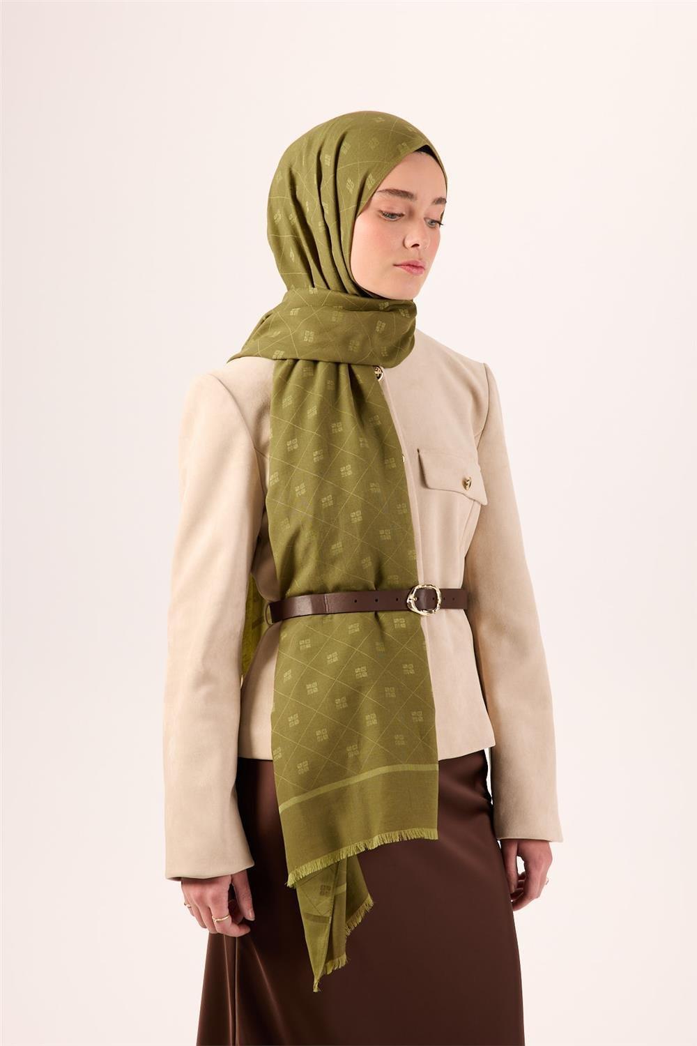 Pamuk Polyester Liva Şal Olive Dokulu Nefes Alan Doğal Yapılı 90x200