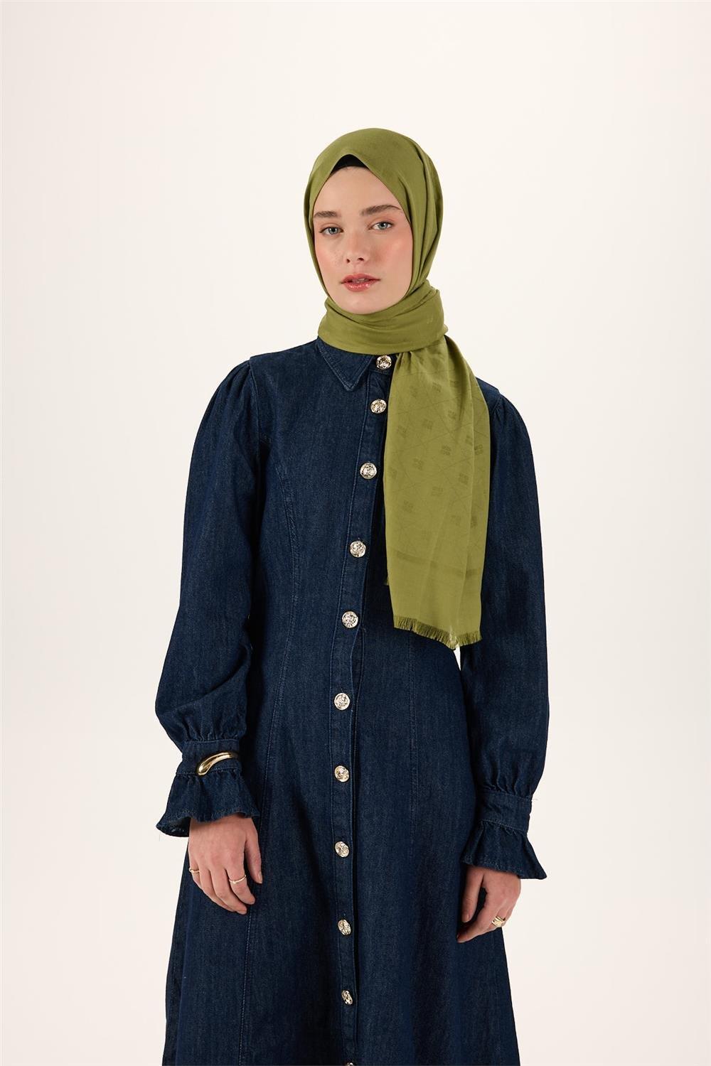 Pamuk Polyester Liva Şal Açık Yeşil Dokulu Nefes Alan Doğal Yapılı 90x200