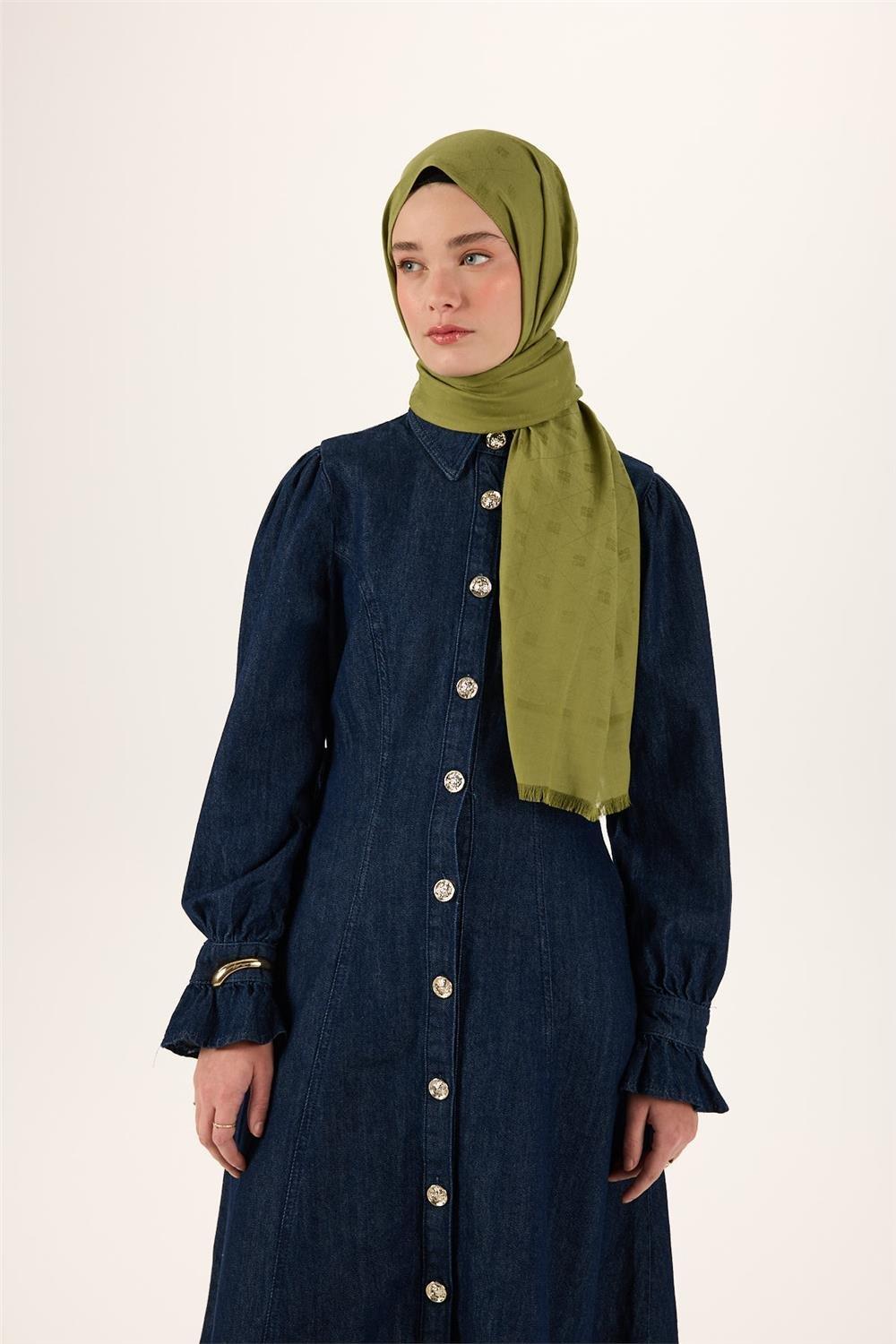 Pamuk Polyester Liva Şal Açık Yeşil Dokulu Nefes Alan Doğal Yapılı 90x200