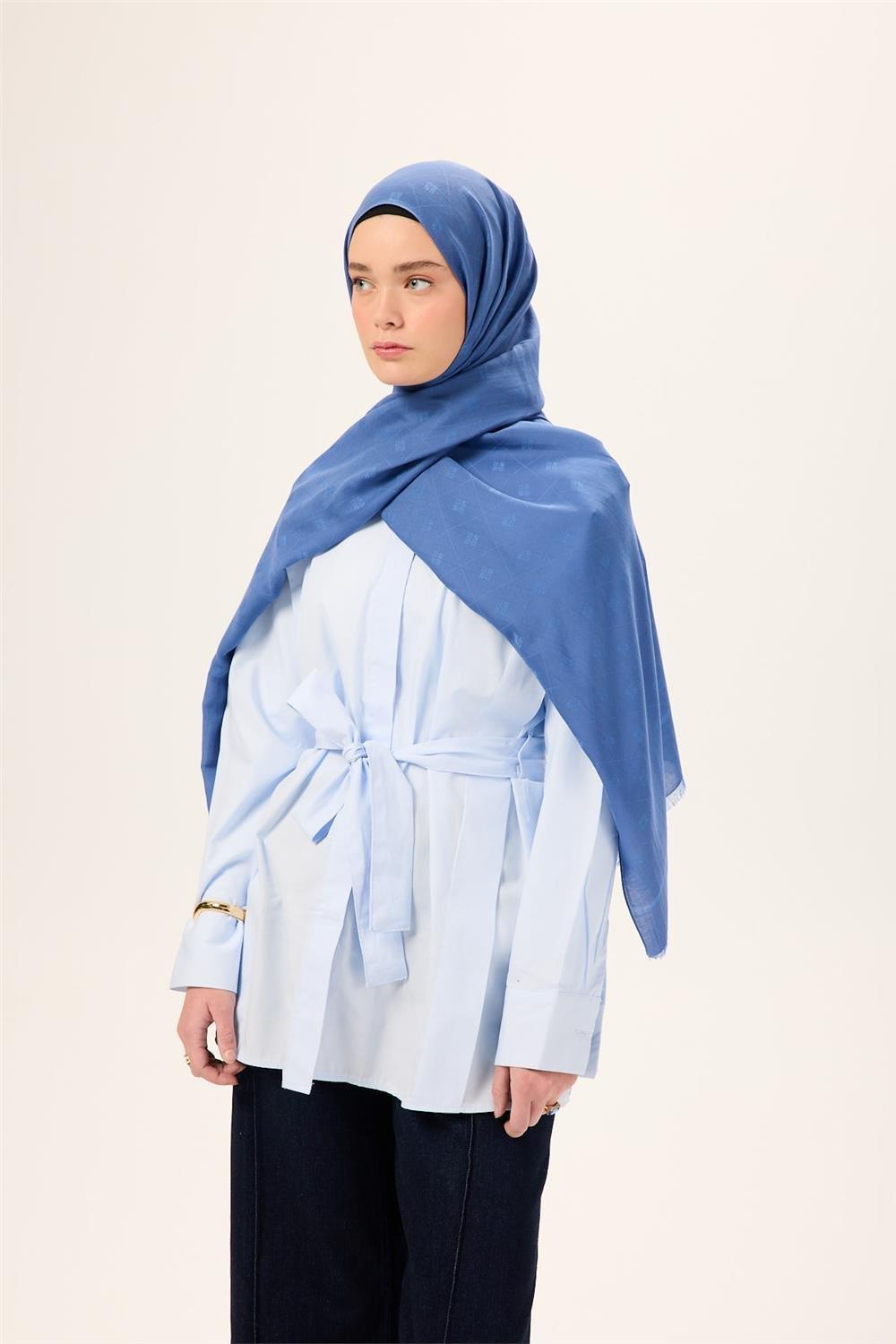 Pamuk Polyester Liva Şal İndigo Dokulu Nefes Alan Doğal Yapılı 90x200