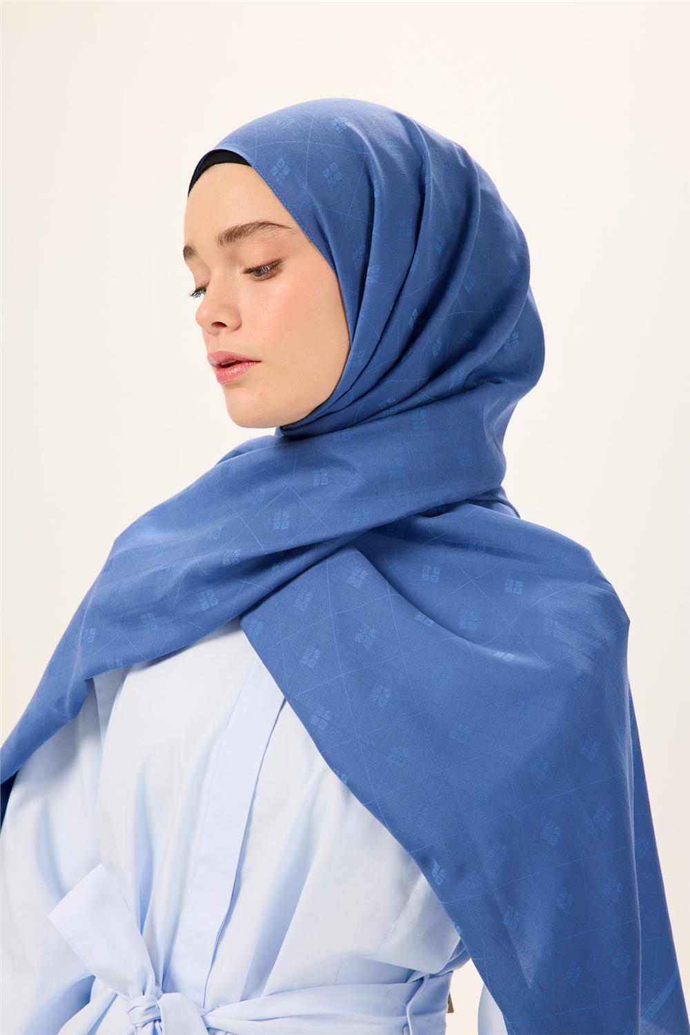 Pamuk Polyester Liva Şal İndigo Dokulu Nefes Alan Doğal Yapılı 90x200