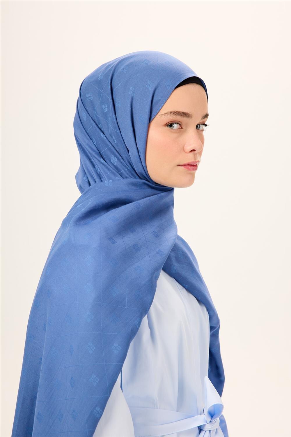 Pamuk Polyester Liva Şal İndigo Dokulu Nefes Alan Doğal Yapılı 90x200