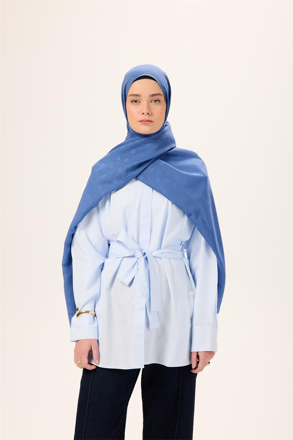 Pamuk Polyester Liva Şal İndigo Dokulu Nefes Alan Doğal Yapılı 90x200