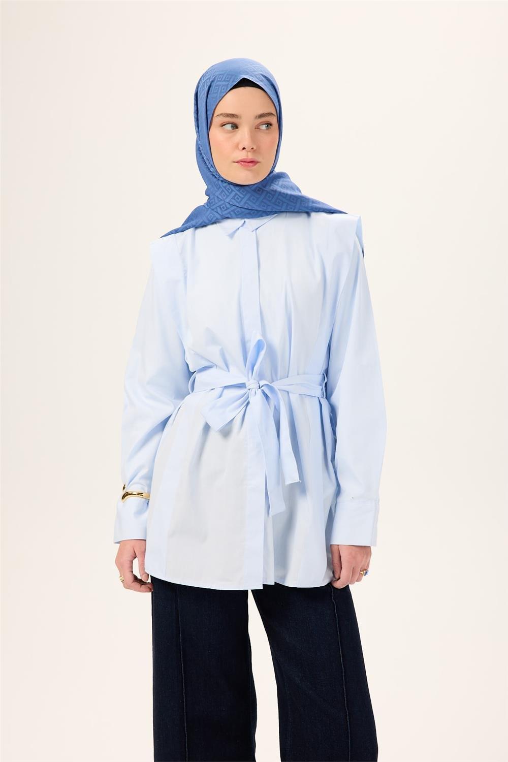 Pamuk Polyester Liva Şal İndigo Düz Tok Duruşlu 90x200