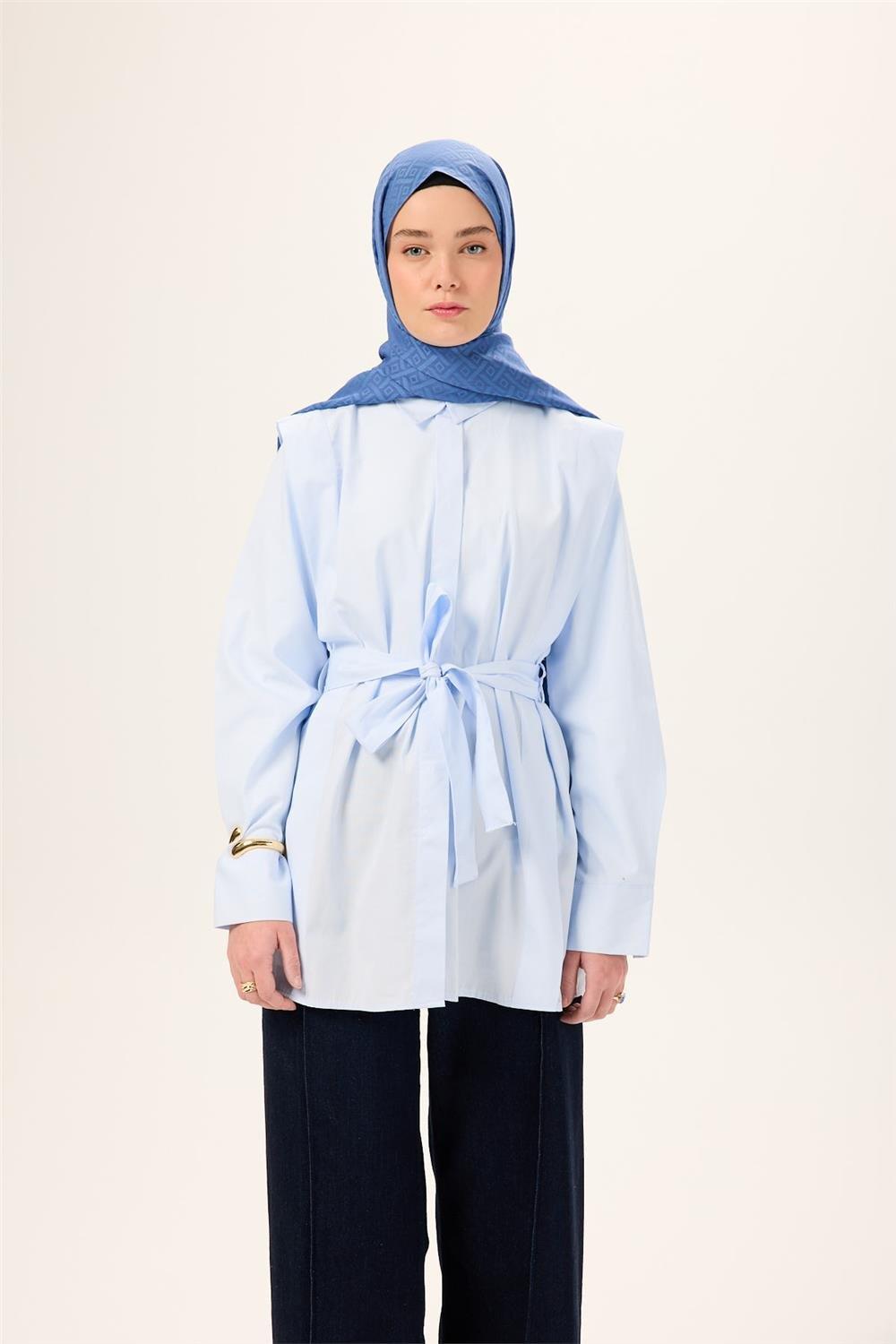 Pamuk Polyester Liva Şal İndigo Düz Tok Duruşlu 90x200