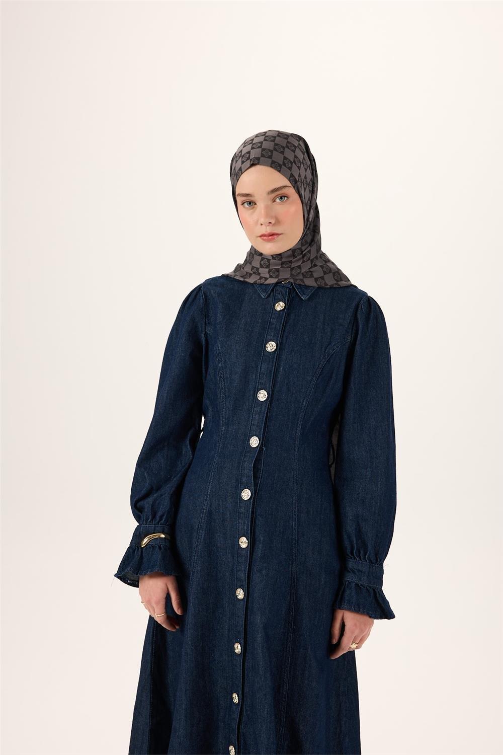 Pamuk Polyester Liva Şal Füme Desenli Tok Duruşlu 90x200