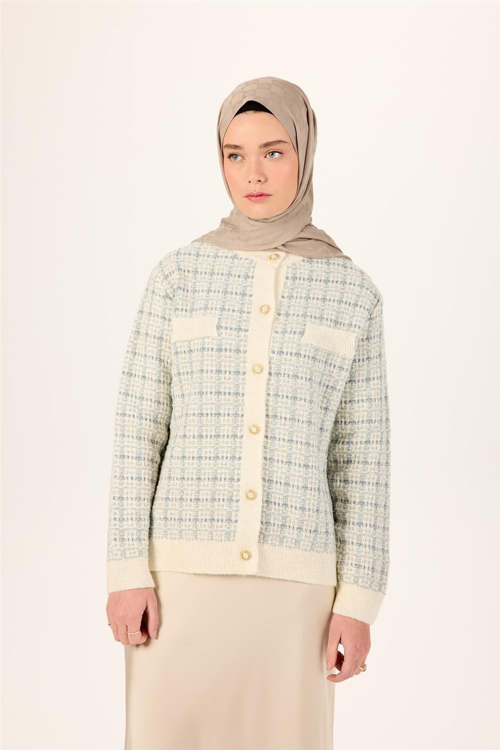 Pamuk Karışımlı Liva Şal Koyu Bej Desenli Tok Duruşlu Nefes Alan 90x200