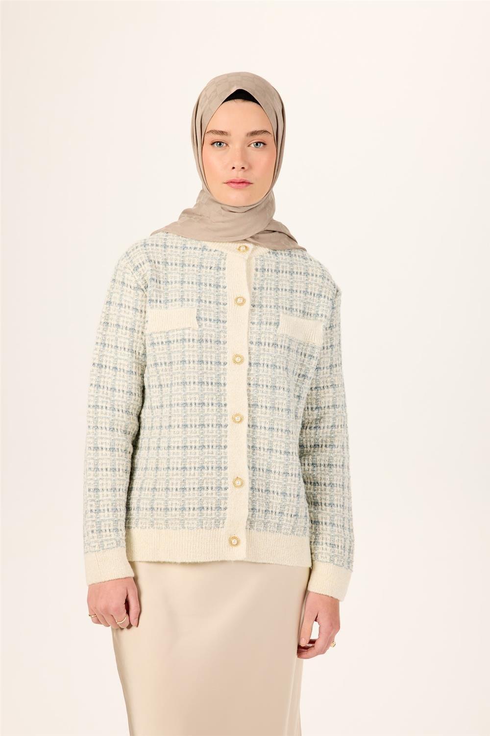 Pamuk Karışımlı Liva Şal Koyu Bej Desenli Tok Duruşlu Nefes Alan 90x200