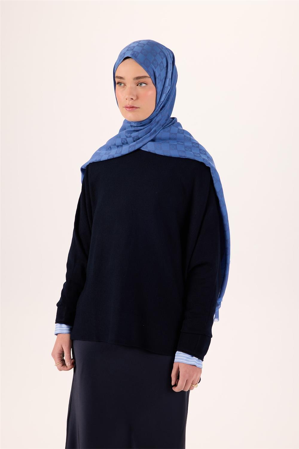 Pamuk Polyester Liva Şal İndigo Dokulu Nefes Alan 90x200